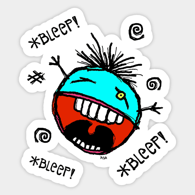 *BLEEP! *BLEEP! *BLEEP!* meanie blue Sticker by RawSunArt